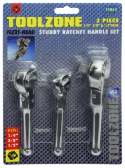 TOOLZONE 3pc Stubby Flexible Ratchet Handle Set 1/4" 3/8" 1/2" Short FlexiSocket Wrenches 15 TOOLZONE 3pc Stubby Flexible Ratchet Handle Set 1/4" 3/8" 1/2" Short FlexiSocket Wrenches -SOCKET SETS & EXTENSION BARS Sales 5131892e 9f42 4b20 8ea9 d4cf1d71ea02