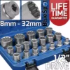 BlueSpot 1/2" Gear Lock Socket Set 8-32mm 19 Piece Hex Double Hex T Star AF & MM