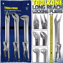 TOOLZONE 3 Piece Extra Long Locking Pliers