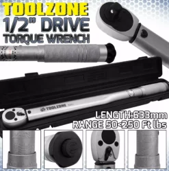 Toolzone 1/2" Drive Adjustable Torque Wrench 70-350Nm Reversible Hand Ratchet