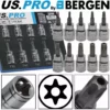US PRO By BERGEN BERGEN TAMPER PROOF TORX BIT Socket Set 3/8" Security Torx Star Sockets T10-T55