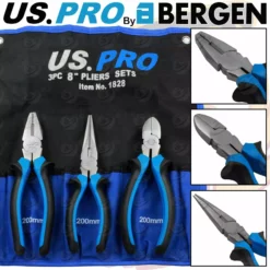 US PRO By BERGEN US.PRO By BERGEN 8" Soft Grip Combination Pliers Side Cutters Long Nose Pliers Set 3 Piece