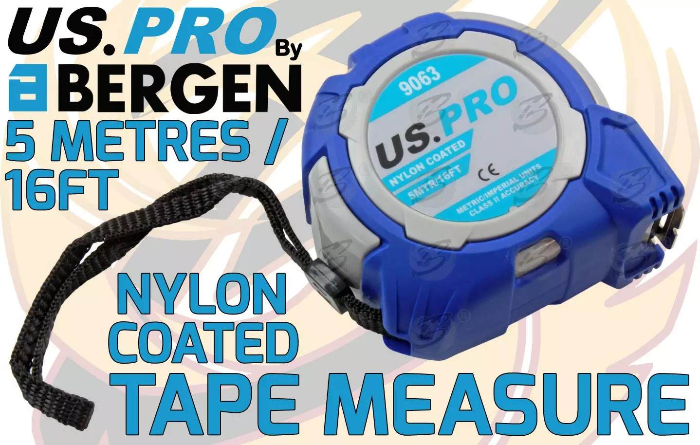 US PRO By BERGEN US.PRO By BERGEN Tape Measure 5m / 16FT Nylon Coated Grip Lock Tape 25mm Wide Blade Rubber 2 US PRO By BERGEN US.PRO By BERGEN Tape Measure 5m / 16FT Nylon Coated Grip Lock Tape 25mm Wide Blade Rubber - Image 2