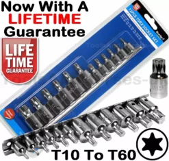 BlueSpot Torx Star Socket Set 12pc 1/4" & 3/8" Drive Torx Socket Tool Set T10 - T60 Torks