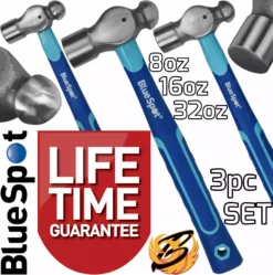 BLUESPOT Ball Pein Hammer Set 3pc Ball PEEN Machinist's TPR Hammers 8oz 16oz 32oz BallPen