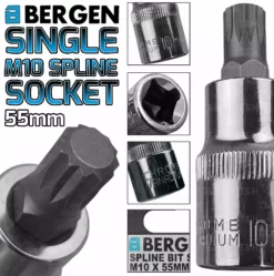 US PRO By BERGEN US PRO 1/2" Drive M10 Spline Bit Socket 55mm Long