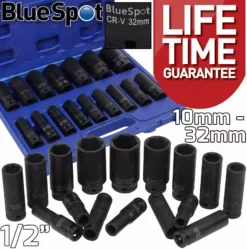BlueSpot DEEP IMPACT SOCKET Set 1/2"Dr 10mm-32mm 6pt Hex Long Reach Sockets HEAVY DUTY 16 -SOCKET SETS & EXTENSION BARS Sales 689bebab dcc6 41f9 9277 c40cbdb8c50f