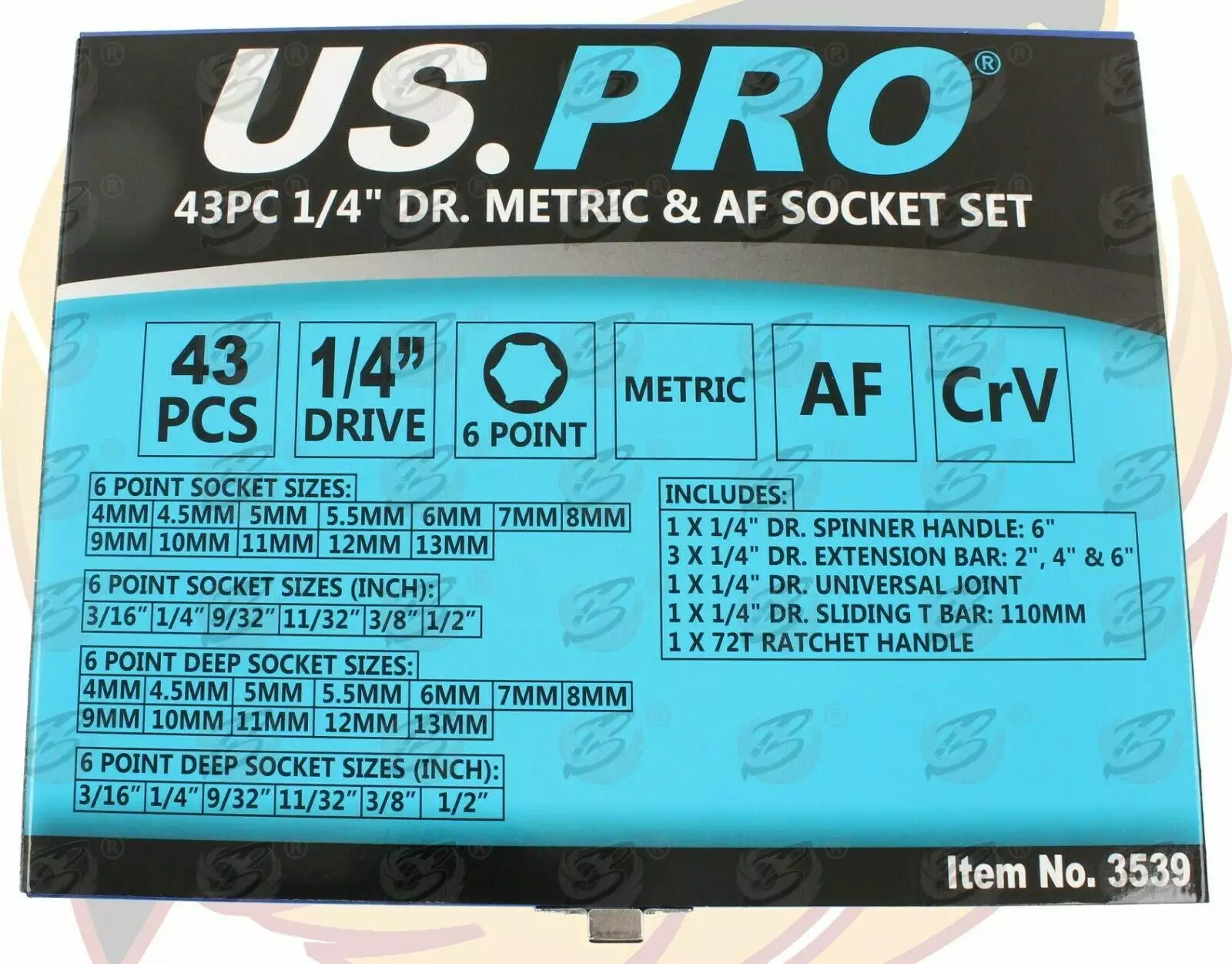US PRO By BERGEN US.PRO By BERGEN Socket Set 43pc 1/4" Drive Metric AF Ratchet Hex UJ Adaptor Socket Set 4 US PRO By BERGEN US.PRO By BERGEN Socket Set 43pc 1/4" Drive Metric AF Ratchet Hex UJ Adaptor Socket Set - Image 4