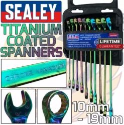 SEALEY 10 Piece TITANIUM COATED Combination Spanner Set 8mm - 19mm