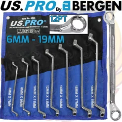 US PRO By BERGEN US.PRO By BERGEN Offset Double Ring Spanners 12 Point Swan Neck Double Box Wrench 7pc Tool