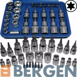 US PRO By BERGEN BERGEN Torx & Female E-TORX Socket Set 29pc Security Star Torx Bits External TRX