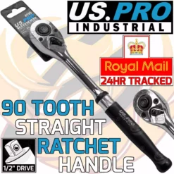 US PRO By BERGEN US.PRO INDUSTRIAL 1/2"Drive 90 Tooth Quick Release Ratchet Handle Aluminium 4195