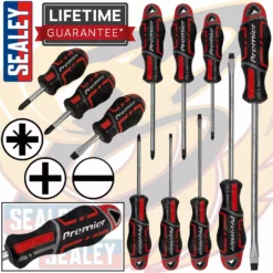 SEALEY MAGNETIC Screwdriver Set Stubby Slotted Straight Phillips PH PZ SL Driver