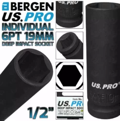 US PRO By BERGEN BERGEN US PRO Deep Impact Socket 19mm 1/2" Drive 19mm 6 Point