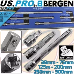 US PRO By BERGEN US.PRO By BERGEN 3/8" Drive Extension Bars 6pc Long Reach Extension Bar Set 38mm - 300mm