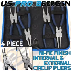 US PRO By BERGEN US.PRO By BERGEN 4 PC 9" Circlip Pliers NI-FE Internal External Bent Nose Straight Tip