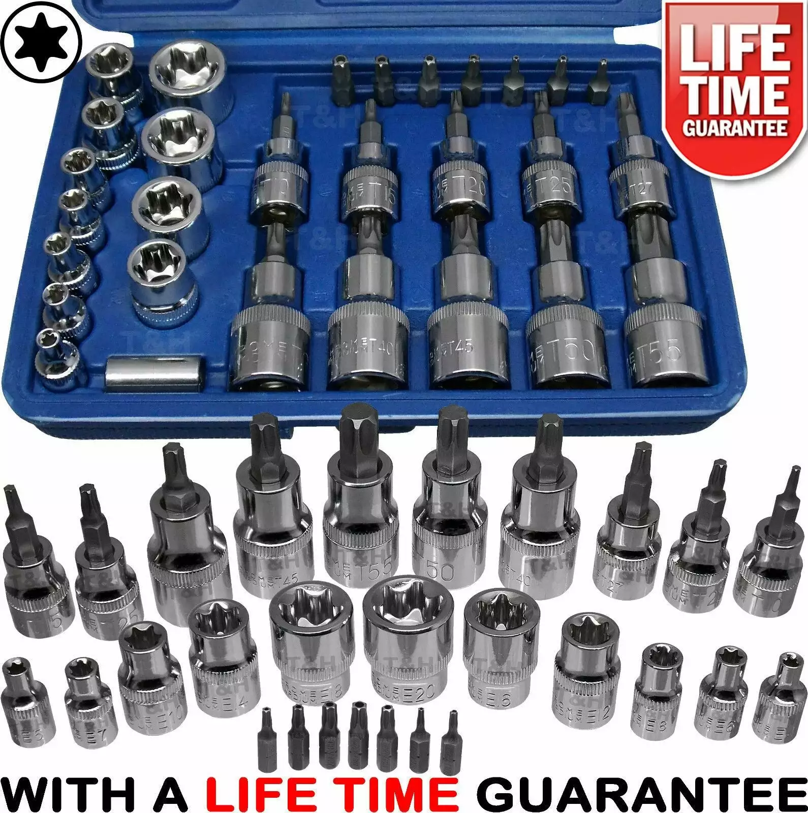 BlueSpot Torx & Female E TORX Socket Set 29pc Security Star Torx Bits External E & T Torx 1 BlueSpot Torx & Female E TORX Socket Set 29pc Security Star Torx Bits External E & T Torx