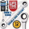 BlueSpot Ratchet Spanner 8mm X 10mm Double Ended Ratchet Spanner Wrench 72 Tooth 12 Point