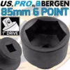 85mm 1" Drive Impact Socket 6 Point Deep Socket Hex Shaped US PRO By BERGEN