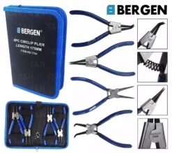 US PRO By BERGEN 4 PC 7" Circlip Pliers Internal External Bent Nose Straight Tip Snap Ring