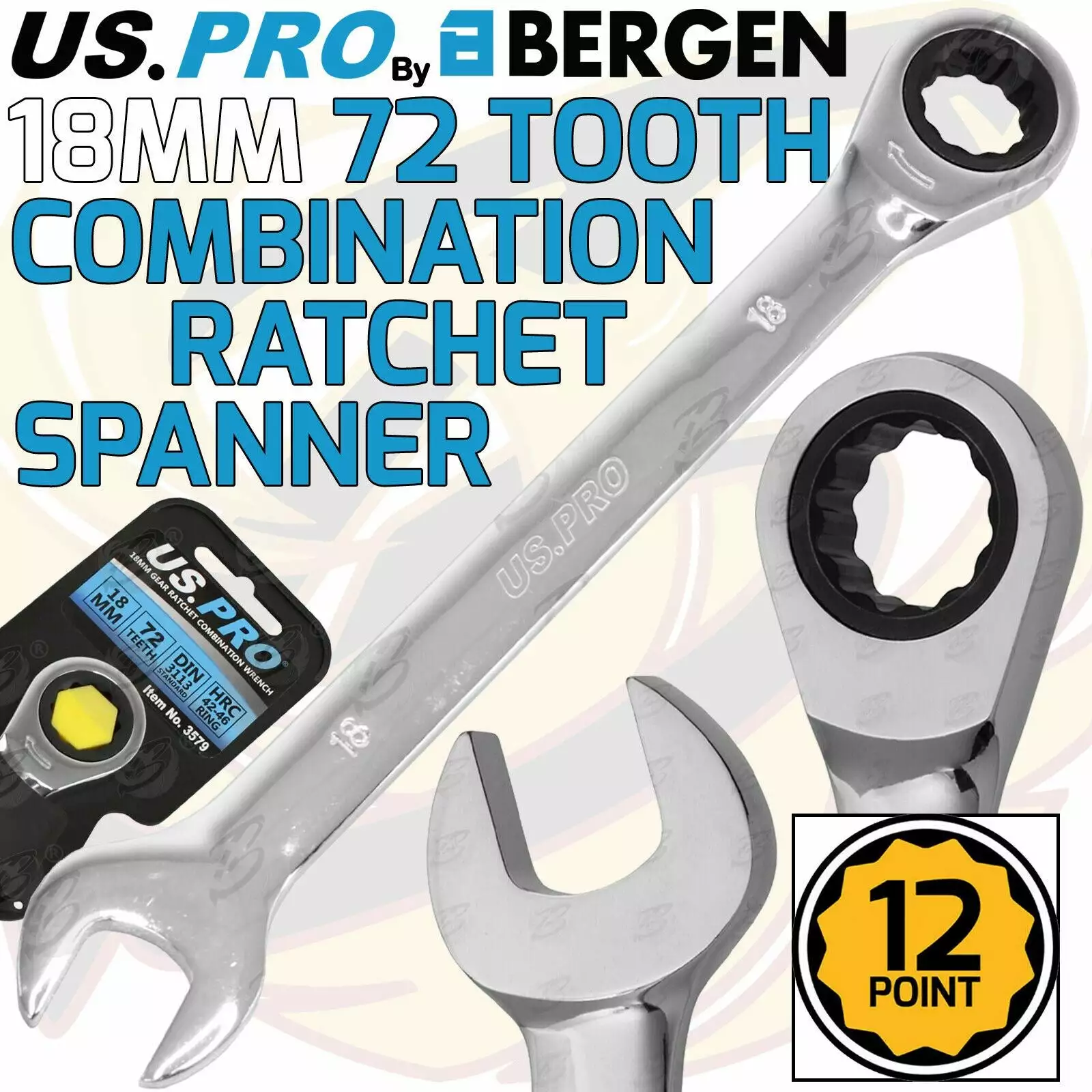 US PRO By BERGEN US.PRO By BERGEN 18mm Ratchet Spanner 72 Tooth Ratchet Combi Spanner Open & Ring End Wrenc 1 US PRO By BERGEN US.PRO By BERGEN 18mm Ratchet Spanner 72 Tooth Ratchet Combi Spanner Open & Ring End Wrenc