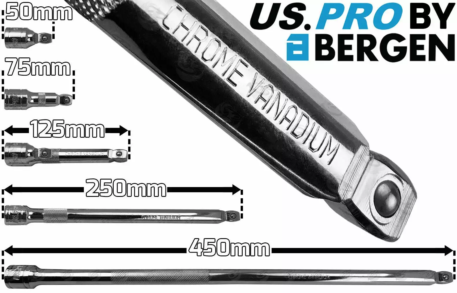 US PRO By BERGEN 1/2" Drive WOBBLE Extension Bar 50mm - 450mm 3 US PRO By BERGEN 1/2" Drive WOBBLE Extension Bar 50mm - 450mm - Image 3