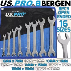 US PRO By BERGEN US PRO Double Open End Spanner Set 6mm - 22mm Metric Wrench Open Ended 16 Sizes