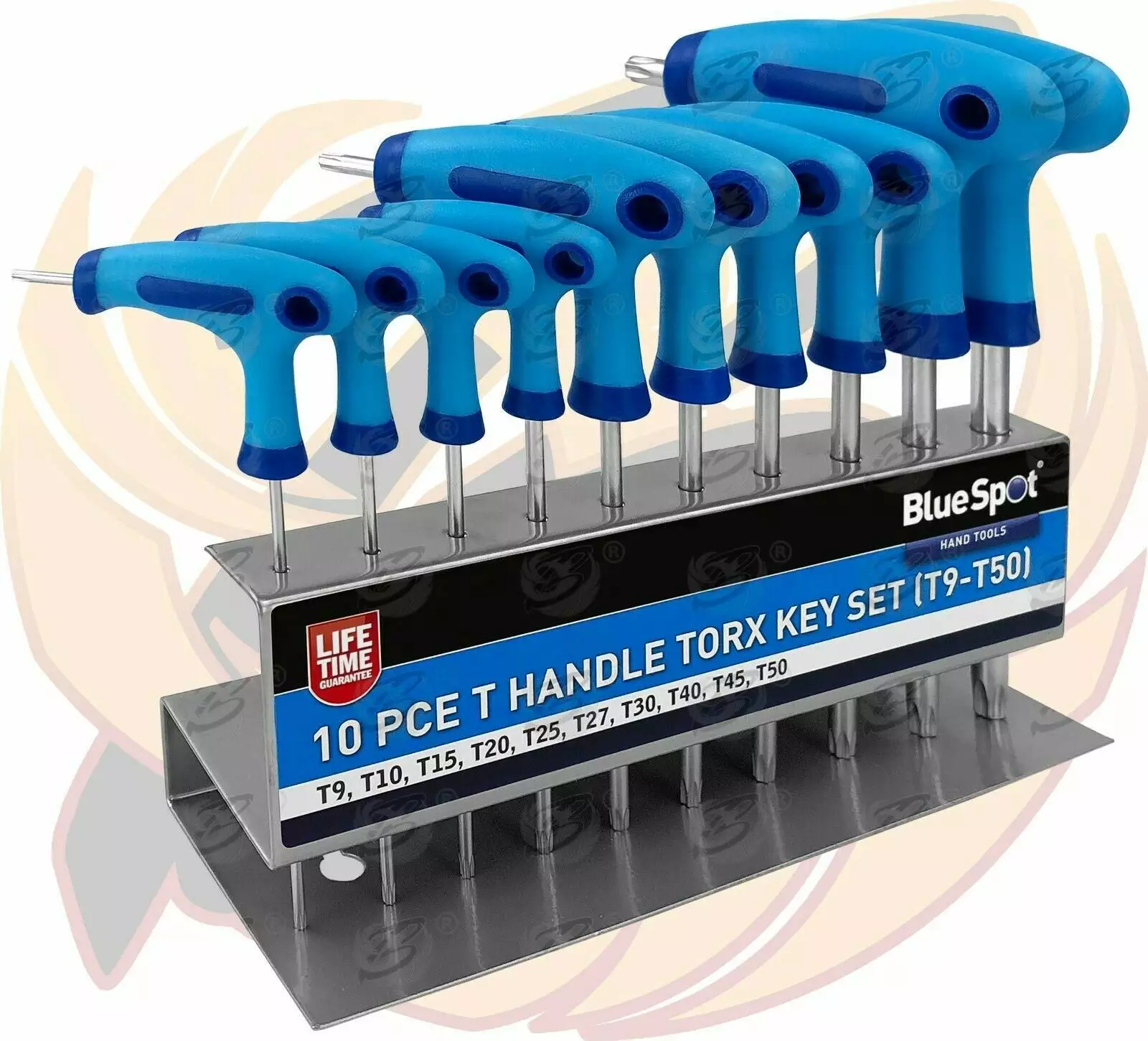 BLUESPOT T-Handle Torx Star Key Set T9 - T50 Torx Drivers 10pc Long & Short Reach Torx TX 8 BLUESPOT T-Handle Torx Star Key Set T9 - T50 Torx Drivers 10pc Long & Short Reach Torx TX - Image 8