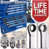 BLUESPOT Extra Long Double Ring Aviation Spanners With Ratchet End 8-19mm Wrenches 12pt