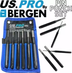 US PRO By BERGEN PIN Punch Set 6pc Parallel Pin Punches Metric Punch Tool Set 2.5mm - 10mm