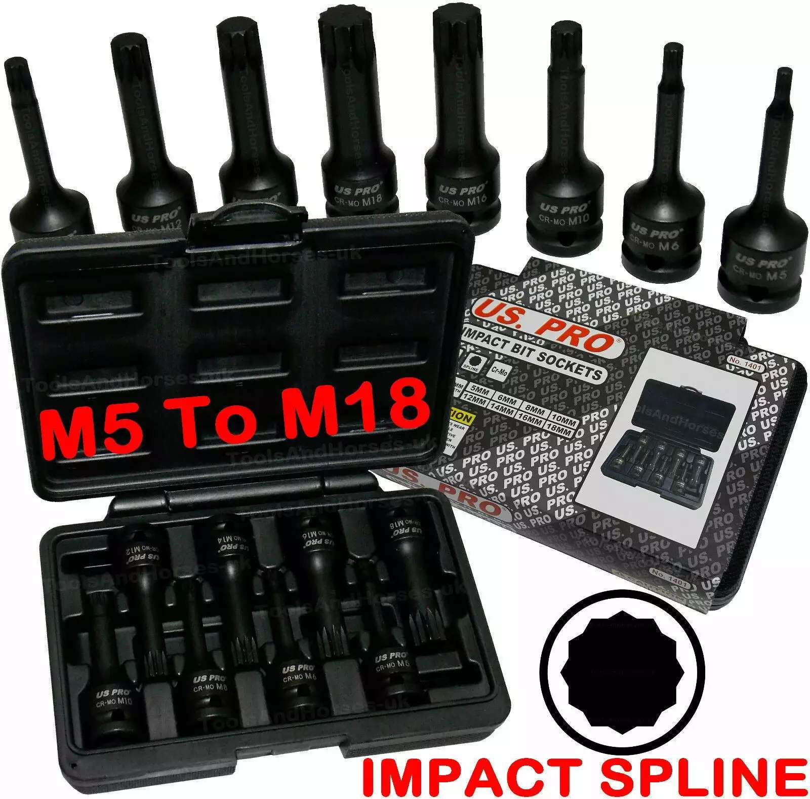 US PRO By BERGEN US.PRO TOOLS IMPACT SPLINE Socket Set 12 Point Tripple Square Impact Spline M5up 1 US PRO By BERGEN US.PRO TOOLS IMPACT SPLINE Socket Set 12 Point Tripple Square Impact Spline M5up