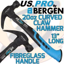 US PRO By BERGEN US.PRO By BERGEN 20oz Claw Hammer 527g Fibreglass Handle 13" Inch Curved Head Hammer