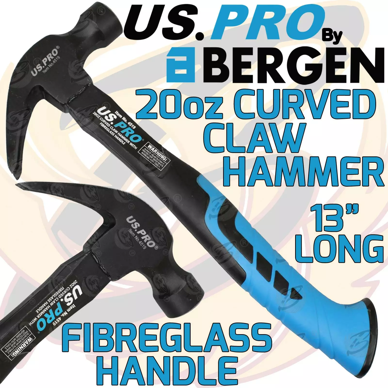 US PRO By BERGEN US.PRO By BERGEN 20oz Claw Hammer 527g Fibreglass Handle 13" Inch Curved Head Hammer 1 US PRO By BERGEN US.PRO By BERGEN 20oz Claw Hammer 527g Fibreglass Handle 13" Inch Curved Head Hammer