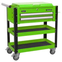 Sealey AP760MHV Heavy-Duty Mobile Tool &amp; Parts Trolley 2 Drawers &amp; Lockable Top - Green -SOCKET SETS & EXTENSION BARS Sales AP760MHV CLOSED