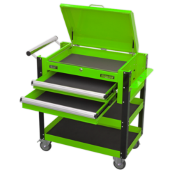 Sealey AP760MHV Heavy-Duty Mobile Tool & Parts Trolley 2 Drawers & Lockable Top - Green