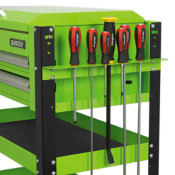 Sealey AP760MHV Heavy-Duty Mobile Tool &amp; Parts Trolley 2 Drawers &amp; Lockable Top - Green -SOCKET SETS & EXTENSION BARS Sales AP760MHV SCREWDRIVER RACK DFC33199