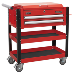 Sealey AP760M Heavy-Duty Mobile Tool &amp; Parts Trolley 2 Drawers &amp; Lockable Top - Red -SOCKET SETS & EXTENSION BARS Sales AP760M CLOSED DFC33280