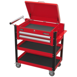Sealey AP760M Heavy-Duty Mobile Tool &amp; Parts Trolley 2 Drawers &amp; Lockable Top - Red -SOCKET SETS & EXTENSION BARS Sales AP760M PIC4 DFC33277