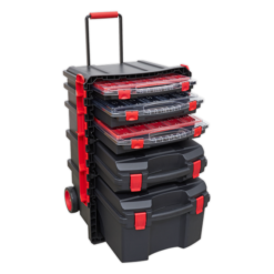 Sealey Tools AP860 Professional Tool Box Trolley With 5 Tool Storage Cases - Stack