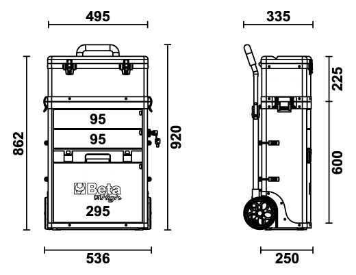 Beta C41H Two - Module Tool Trolley Cabinet - Grey 2 Beta C41H Two - Module Tool Trolley Cabinet - Grey - Image 2