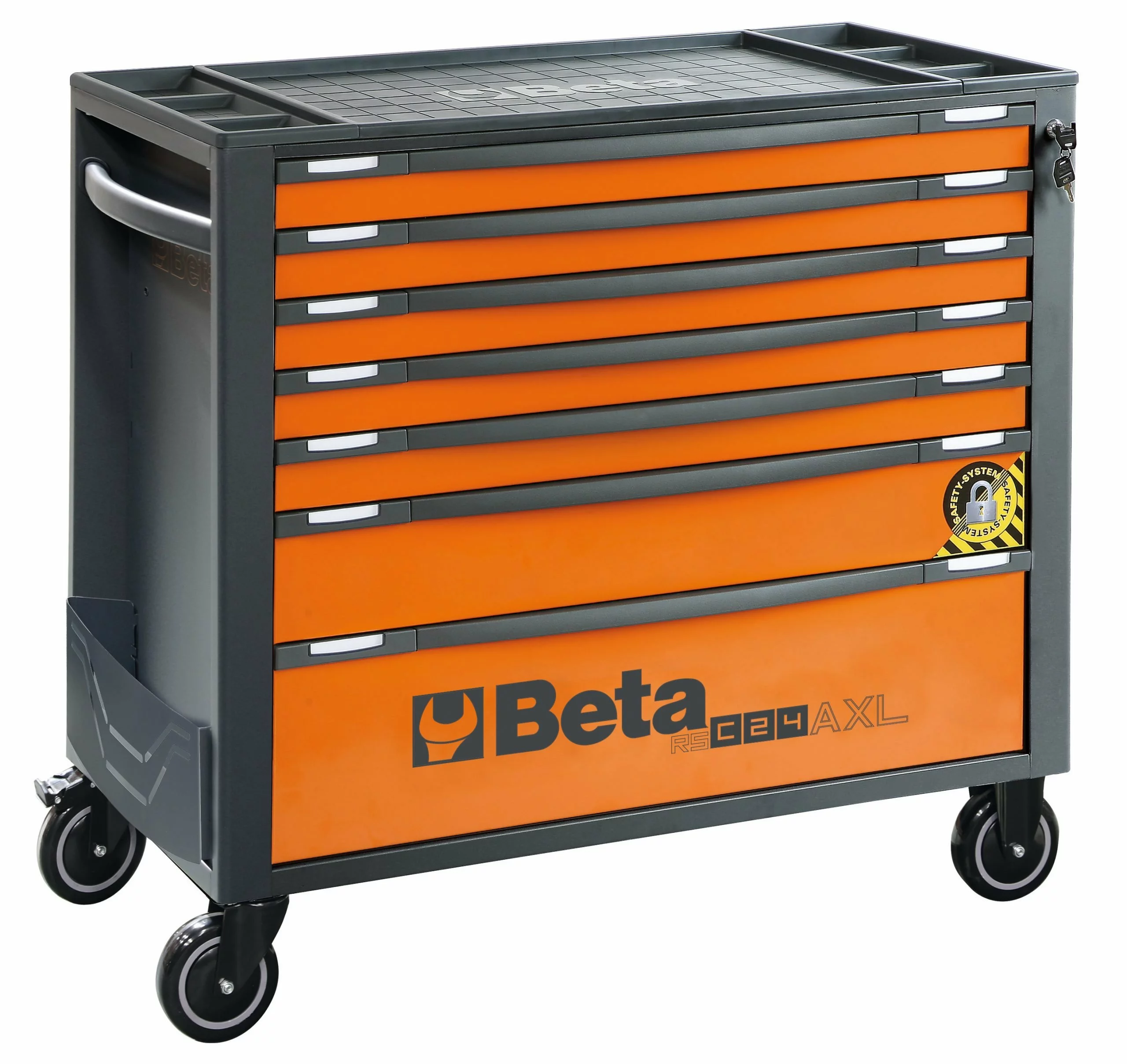 Beta RSC24AXL/7-O 7 Drawer Extra Long Mobile Roller Cabinet With Anti-Tilt System - Orange 1 Beta RSC24AXL/7-O 7 Drawer Extra Long Mobile Roller Cabinet With Anti-Tilt System - Orange