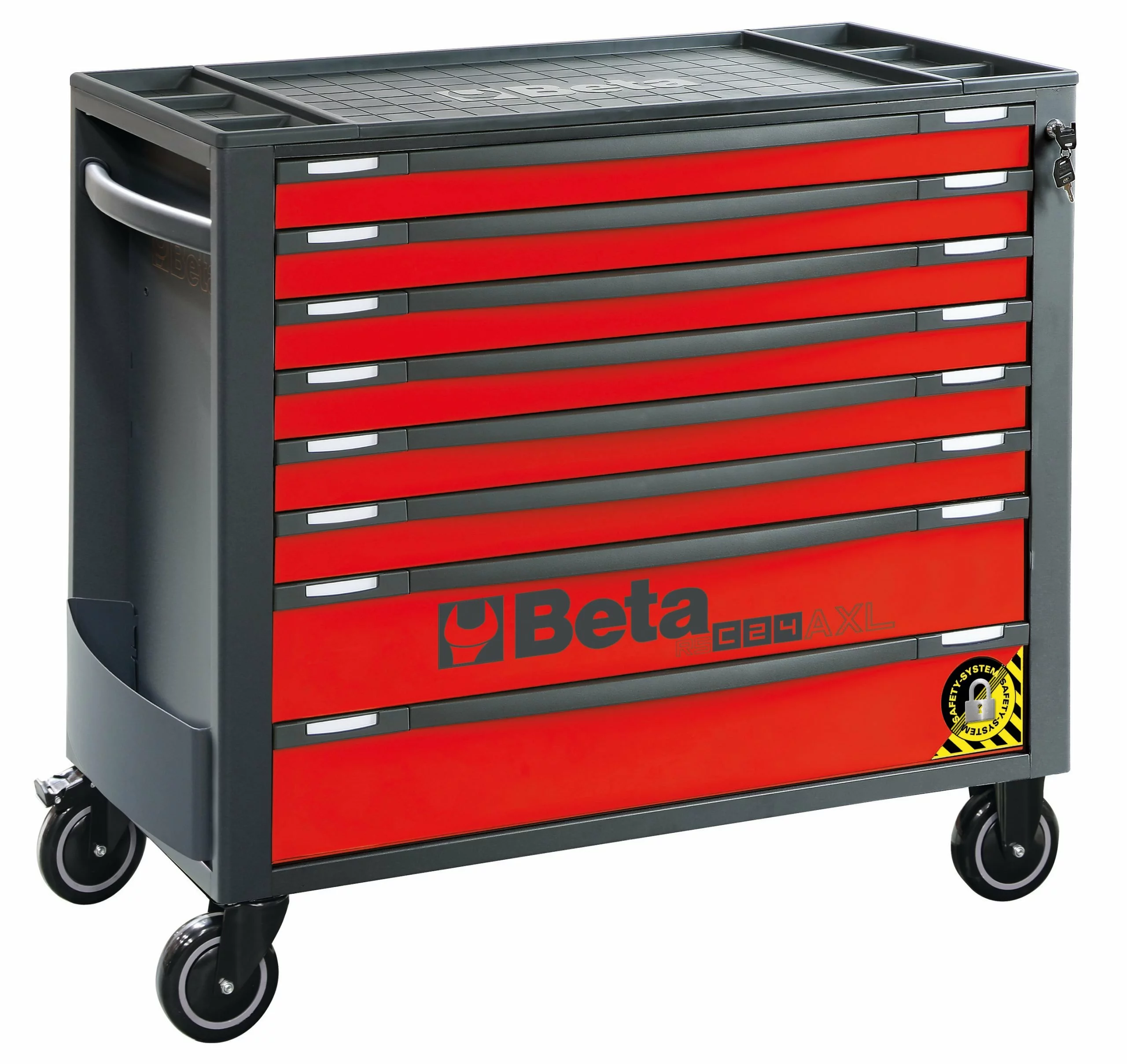 Beta RSC24AXL/8-R 8 Drawer Extra Long Mobile Roller Cabinet With Anti-Tilt System - Red 1 Beta RSC24AXL/8-R 8 Drawer Extra Long Mobile Roller Cabinet With Anti-Tilt System - Red
