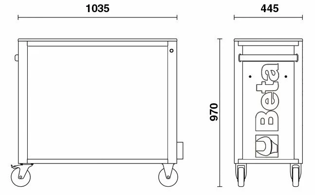 Beta RSC24AXL/7-O 7 Drawer Extra Long Mobile Roller Cabinet With Anti-Tilt System - Orange 2 Beta RSC24AXL/7-O 7 Drawer Extra Long Mobile Roller Cabinet With Anti-Tilt System - Orange - Image 2