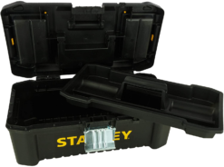 Stanley STST1-75515 Essential 12.5" Toolbox With Organiser Top, Metal Latch. Tool Box -SOCKET SETS & EXTENSION BARS Sales STST1 75515open