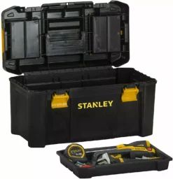 Stanley STST1-75520 Essential 19" Toolbox With Organiser Top, Plastic Latches. Tool Box -SOCKET SETS & EXTENSION BARS Sales STST1 75520totewith toolsopen 1