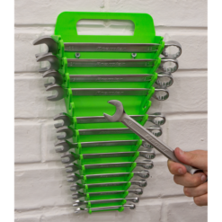 Sealey WR08HV Spanner Rack To Hold 15 Spanners - Tool Box Or Wall Mounted Hi-Vis -SOCKET SETS & EXTENSION BARS Sales WR08HV ACT ON WALL DFC0102387
