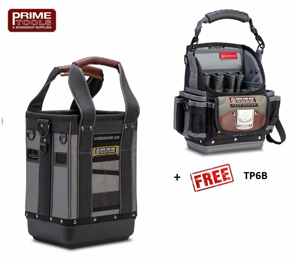 Veto Pro Pac WRENCHER-MC Open Top Plumbing Tool Bag + TP6B FREE 1 Veto Pro Pac WRENCHER-MC Open Top Plumbing Tool Bag + TP6B FREE