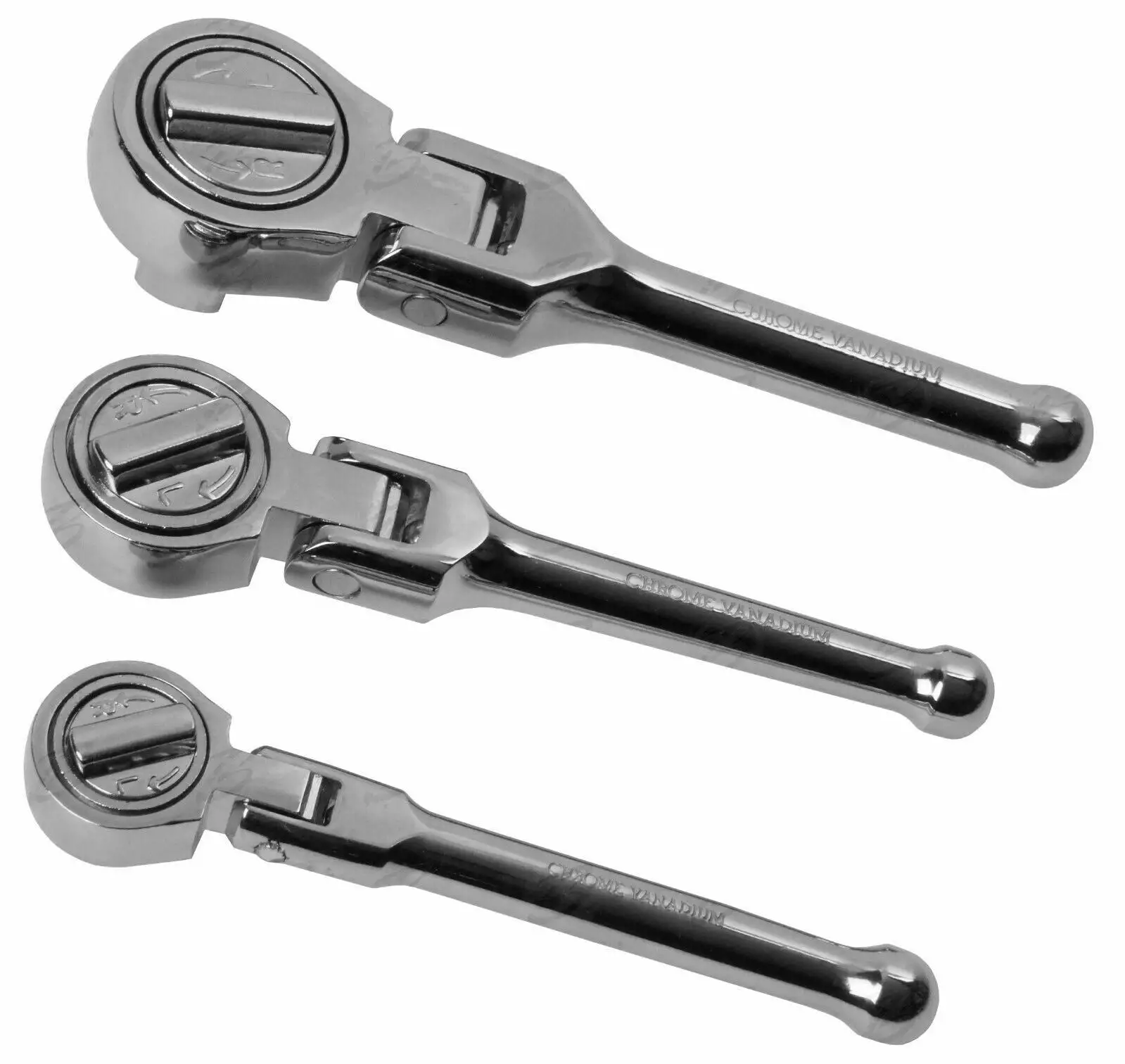 TOOLZONE 3pc Stubby Flexible Ratchet Handle Set 1/4" 3/8" 1/2" Short FlexiSocket Wrenches 2 TOOLZONE 3pc Stubby Flexible Ratchet Handle Set 1/4" 3/8" 1/2" Short FlexiSocket Wrenches - Image 2