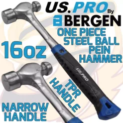 US PRO By BERGEN US.PRO By BERGEN 16oz Ball Pein All Steel Hammer Set Ball PEEN Machinist's TPR Hammer Peen