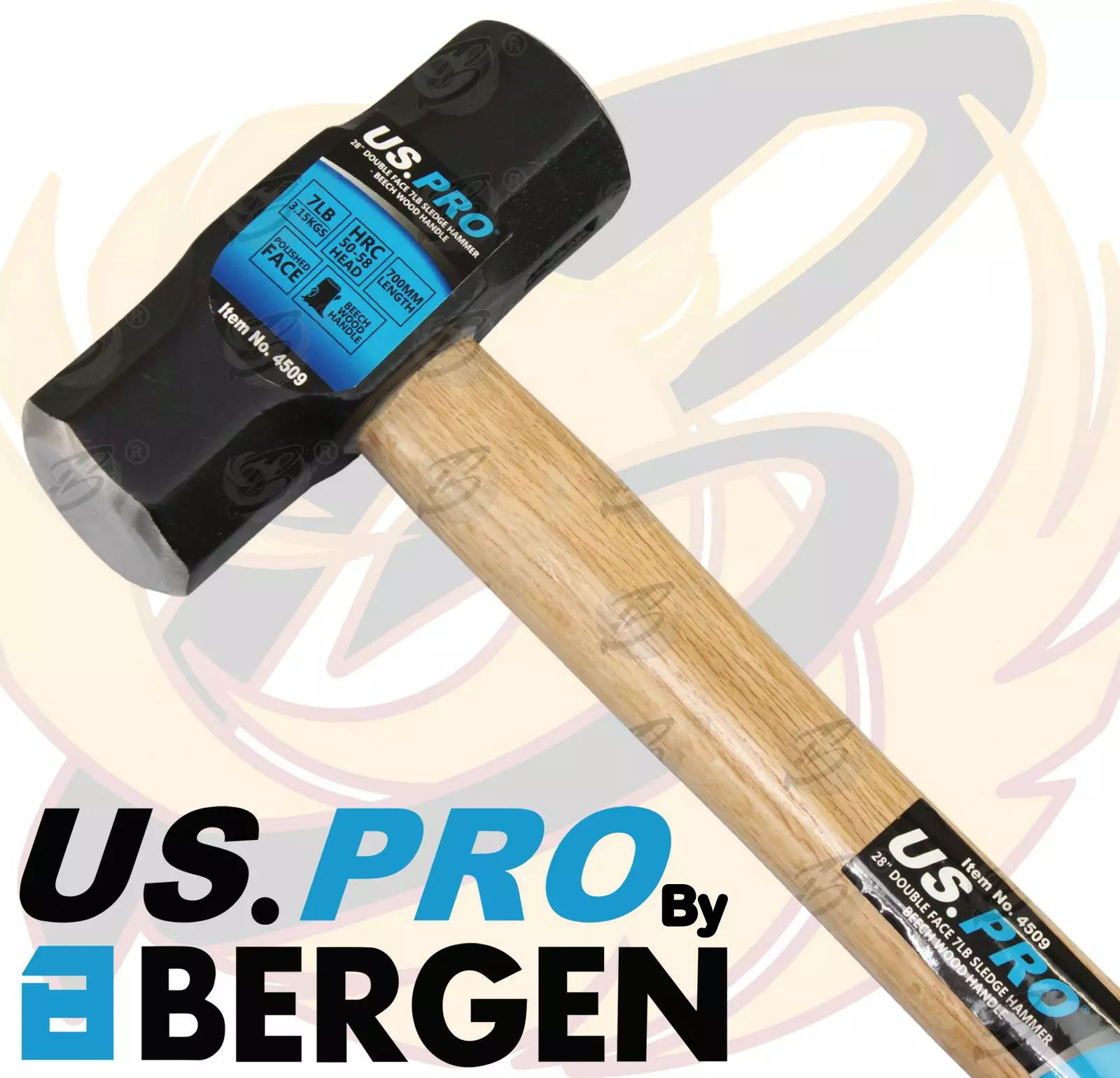 US PRO By BERGEN US.PRO By BERGEN 7lbs 700mm Sledge Hammer 3.15kg BEECHWOOD Handle 28 Inch Sledge Hammer 3 US PRO By BERGEN US.PRO By BERGEN 7lbs 700mm Sledge Hammer 3.15kg BEECHWOOD Handle 28 Inch Sledge Hammer - Image 3